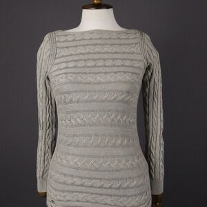 Lauren Ralph Lauren Light Gray Cable Knit Sweater